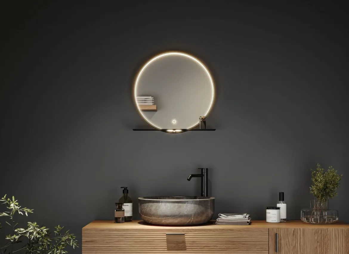 Paulmann 71090 LED Leuchtspiegel Miro IP44 Tunable White Schwarz 50cm 2700K