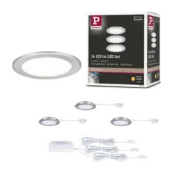 Paulmann 93116 LED Möbeleinbauleuchten 3er Set 3000K Eisen