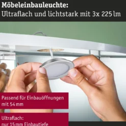 Paulmann 93116 LED Möbeleinbauleuchten 3er Set 3000K Eisen