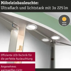 Paulmann 93116 LED Möbeleinbauleuchten 3er Set 3000K Eisen