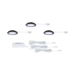 Paulmann 93117 LED Möbeleinbauleuchten 3er Set 3000K Schwarz