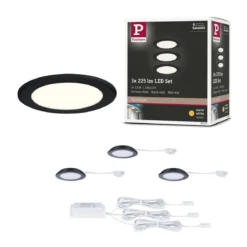 Paulmann 93117 LED Möbeleinbauleuchten 3er Set 3000K Schwarz