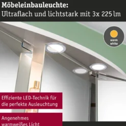 Paulmann 93118 LED Möbeleinbauleuchten 3er Set 3000K Chrom