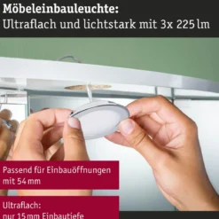 Paulmann 93118 LED Möbeleinbauleuchten 3er Set 3000K Chrom