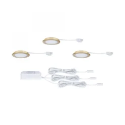 Paulmann 93119 LED Möbeleinbauleuchten 3er Set 3000K Gold