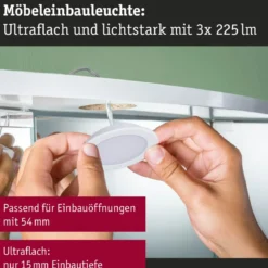 Paulmann 93120 LED Möbeleinbauleuchten 3er Set 4000K Weiß