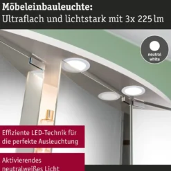 Paulmann 93120 LED Möbeleinbauleuchten 3er Set 4000K Weiß