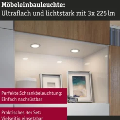 Paulmann 93121 LED Möbeleinbauleuchten 3er Set 4000K Eisen