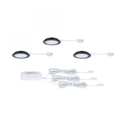 Paulmann 93122 LED Möbeleinbauleuchten 3er Set 4000K Schwarz