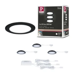 Paulmann 93122 LED Möbeleinbauleuchten 3er Set 4000K Schwarz