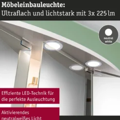 Paulmann 93123 LED Möbeleinbauleuchten 3er Set 4000K Chrom