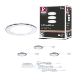 Paulmann 93123 LED Möbeleinbauleuchten 3er Set 4000K Chrom