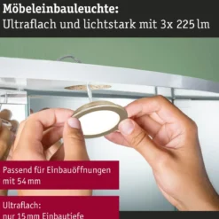 Paulmann 93124 LED Möbeleinbauleuchten 3er Set 4000K Gold matt