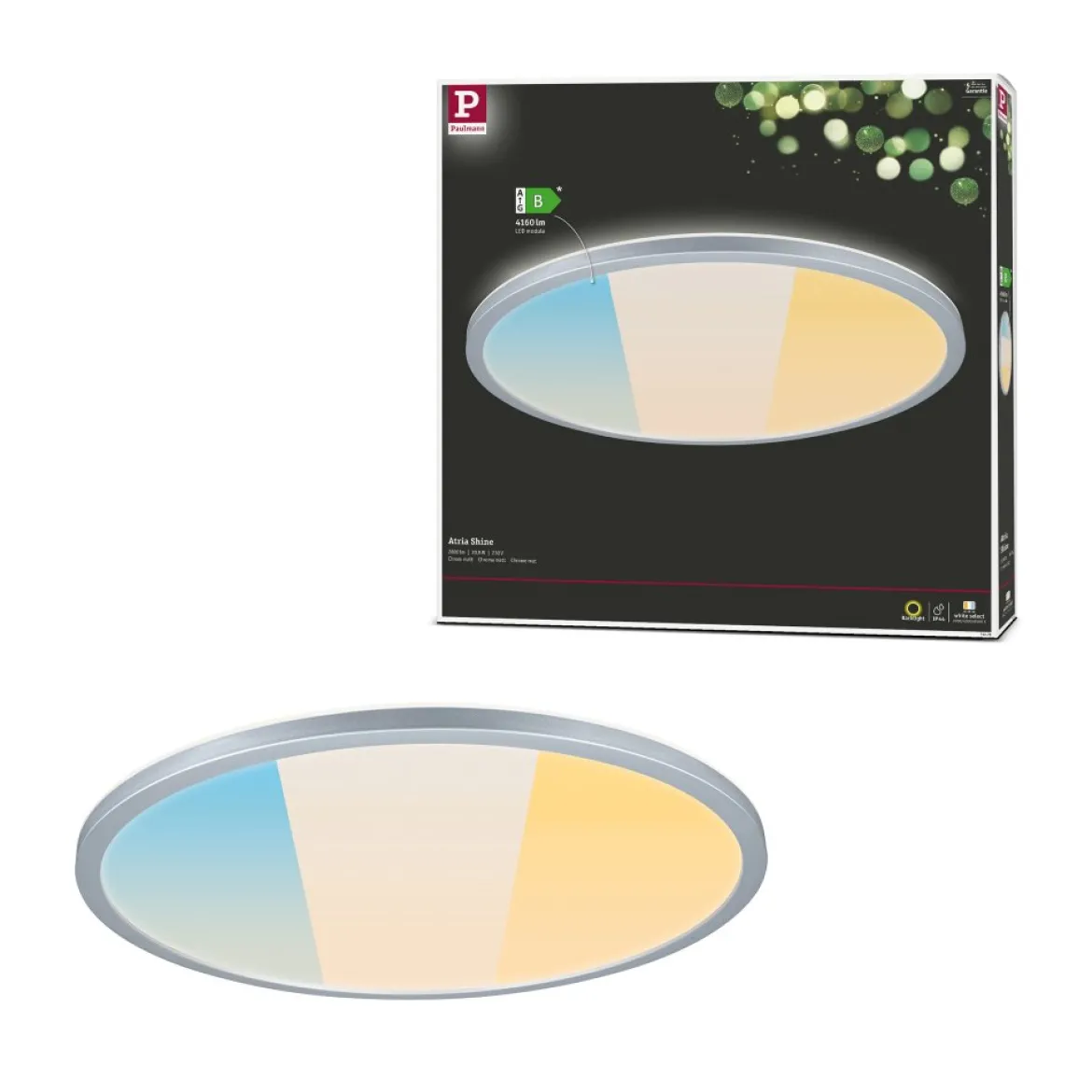 Paulmann 71278 LED Panel Atria Shine 398mm 3000-6500K Chrom matt IP44