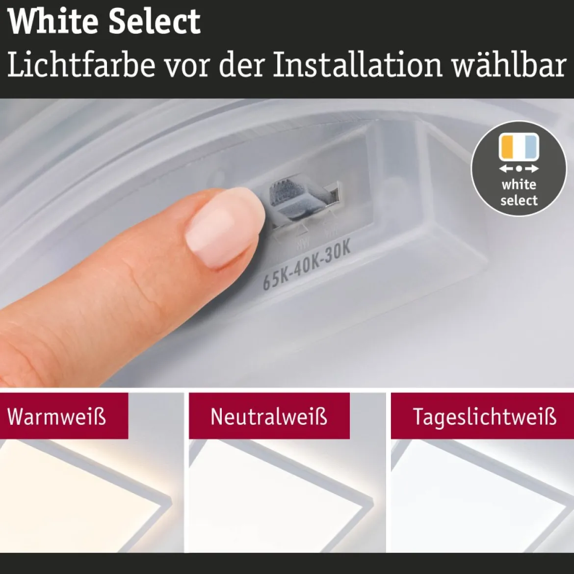 Paulmann 71255 LED Panel Atria Shine 298x298mm 3000-6500K Weiß IP44