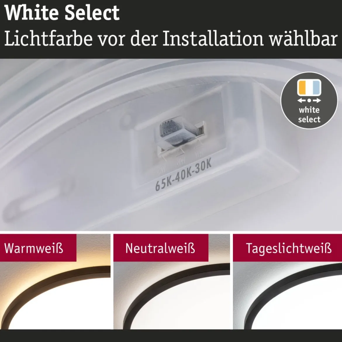 Paulmann 71258 LED Panel Atria Shine 398mm 3000-6500K Schwarz IP44