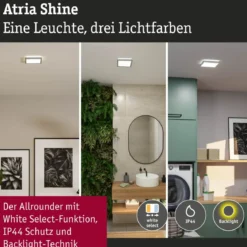 Paulmann 71265 LED Panel Atria Shine 190x190mm 3000-6500K Chrom matt IP44