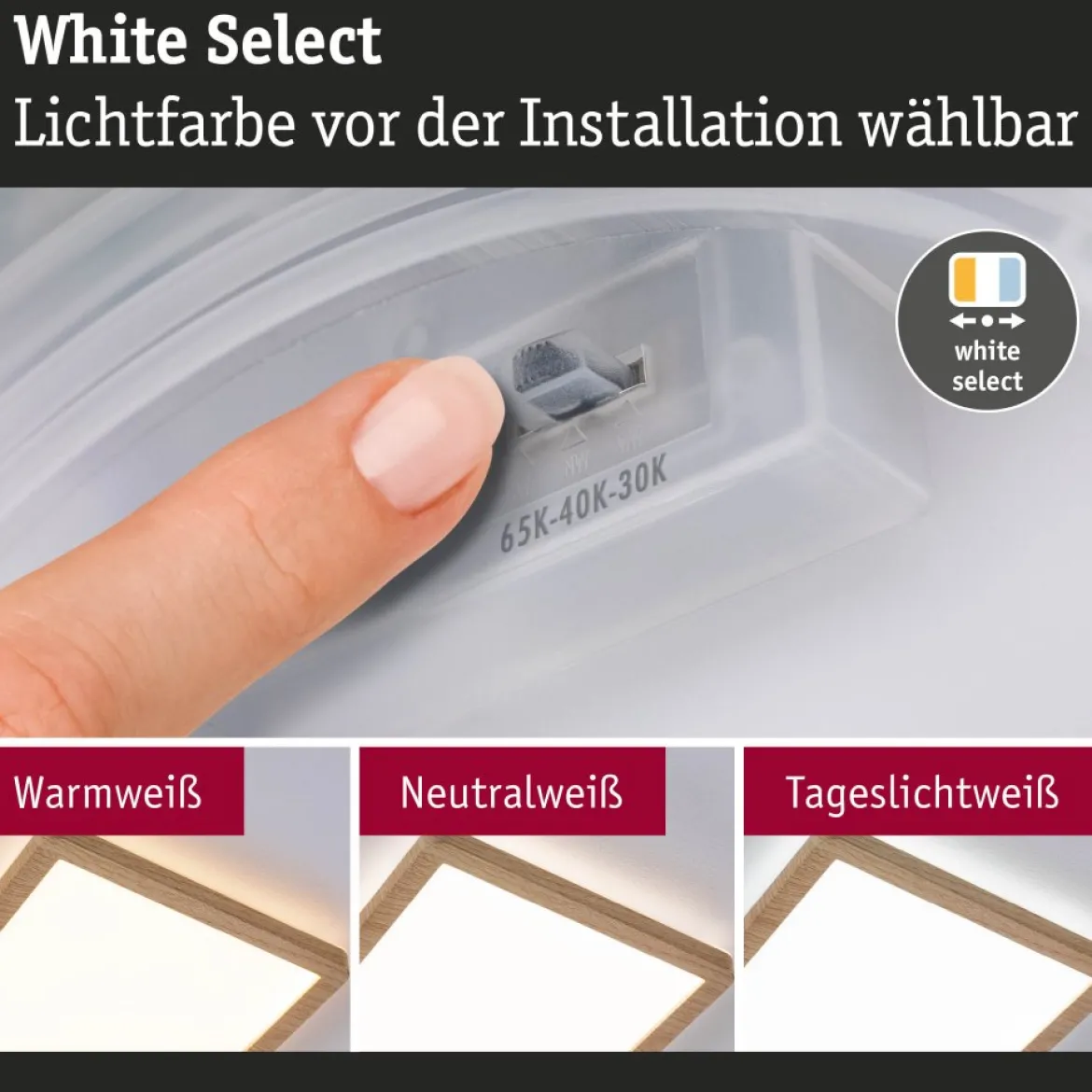 Paulmann 71268 LED Panel Atria Shine 190x190mm 3000-6500K Holzoptik IP44