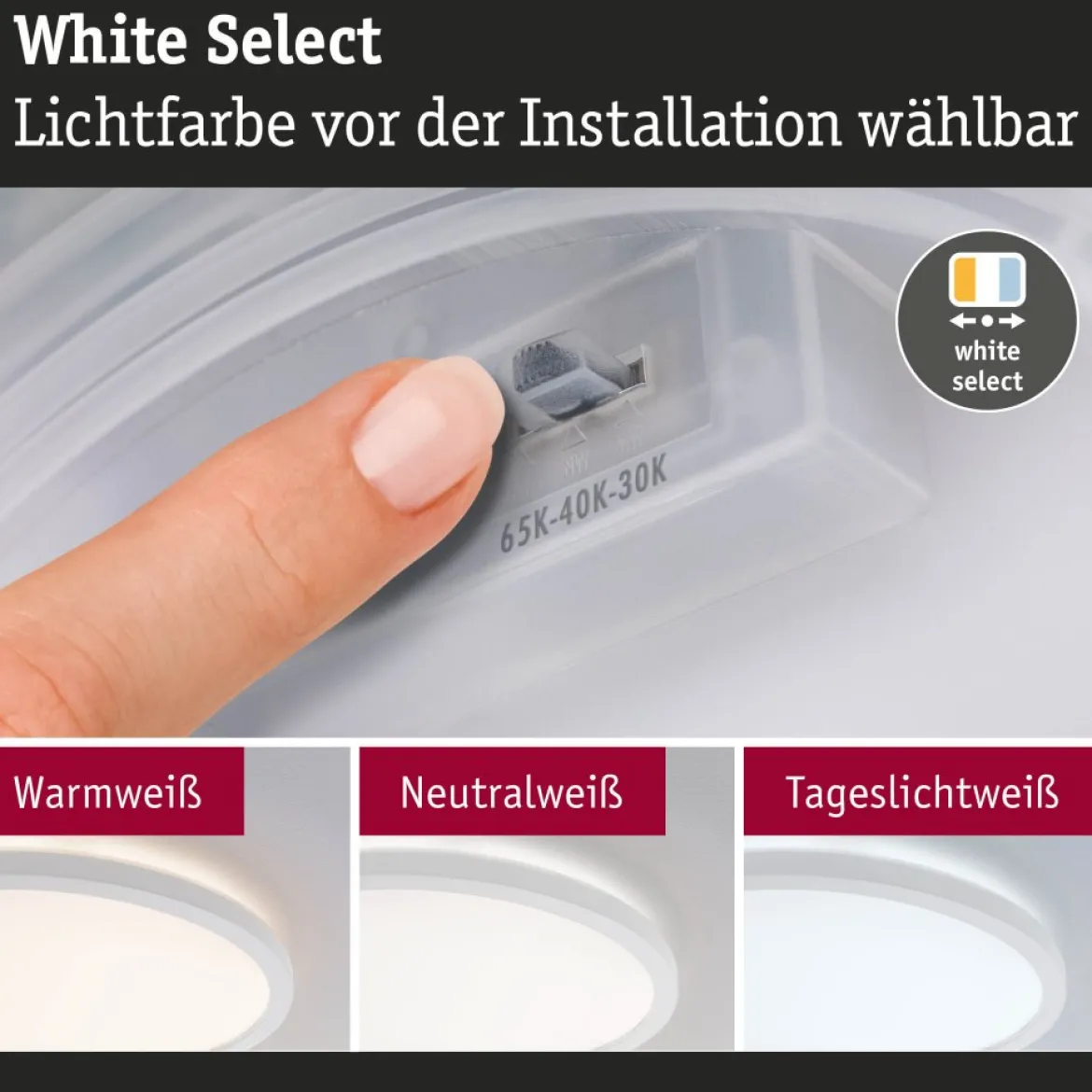 Paulmann 71270 LED Panel Atria Shine 190mm 3000-6500K Weiß IP44