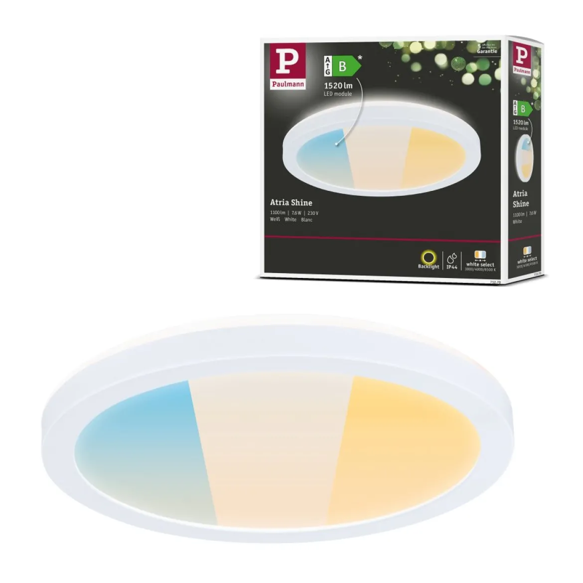 Paulmann 71270 LED Panel Atria Shine 190mm 3000-6500K Weiß IP44