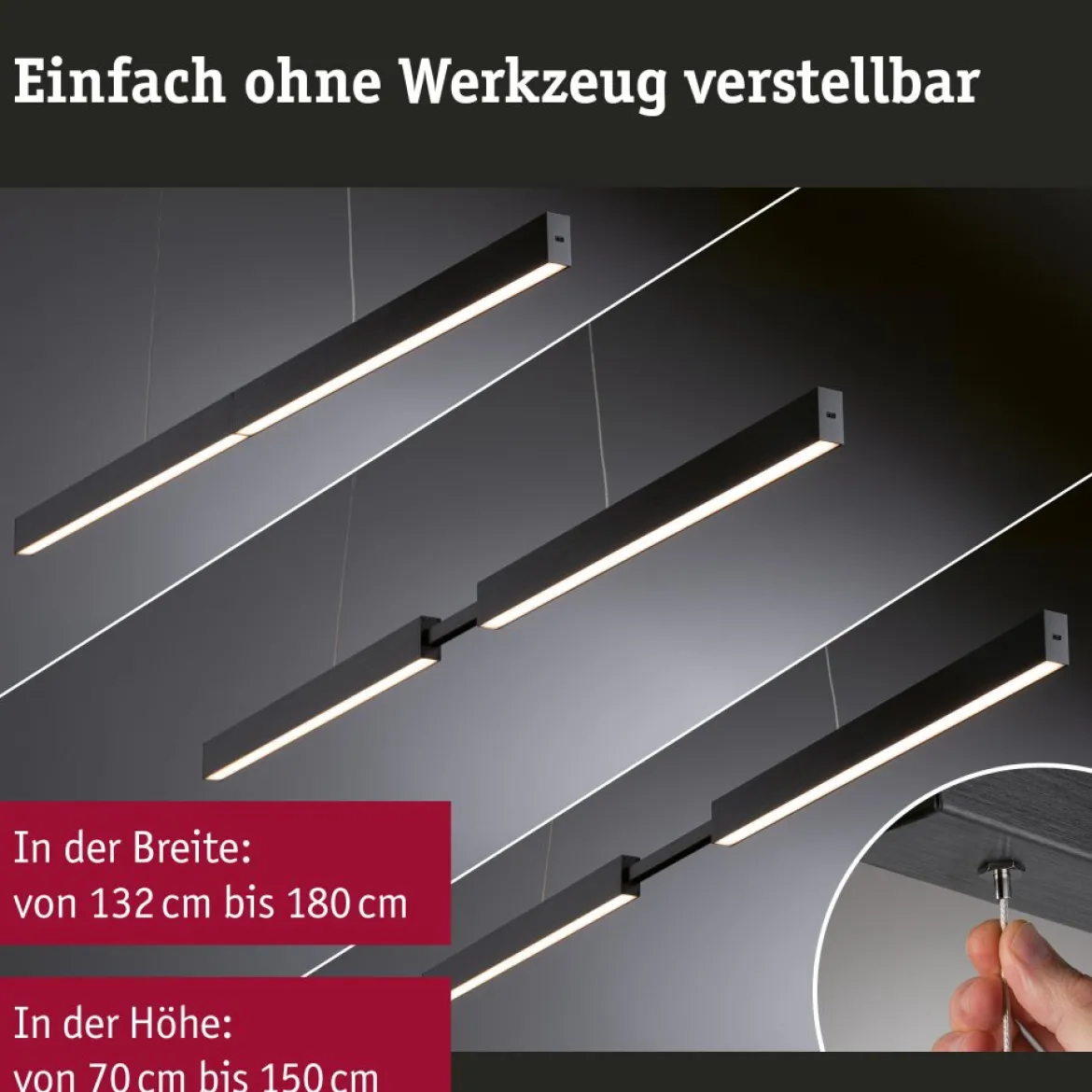 Paulmann 76989 LED Pendelleuchte Aptare Touchless Sensor 2700K Schwarz dimmbar