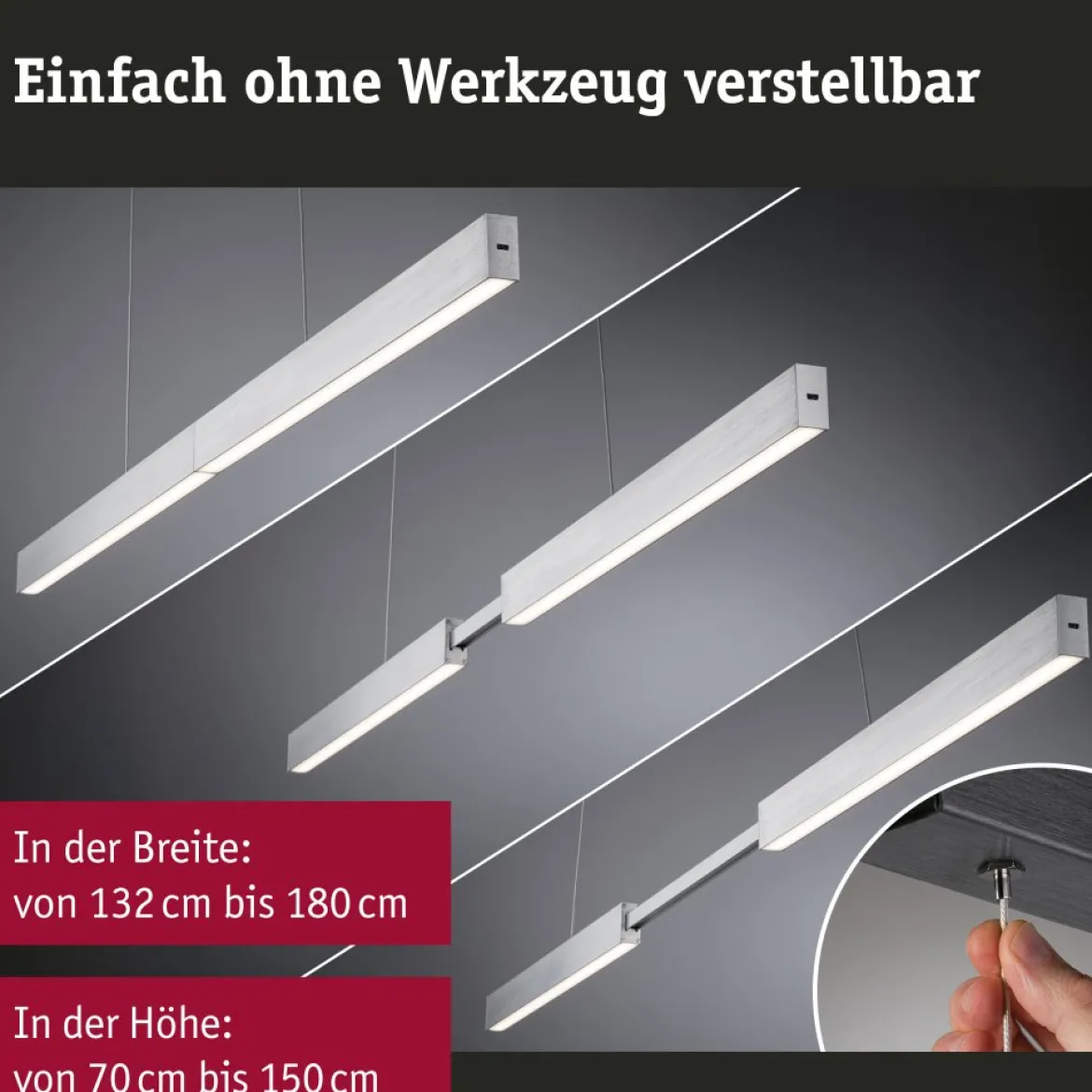 Paulmann 76988 LED Pendelleuchte Aptare Touchless Sensor 2700K Alu gebürstet dimmbar