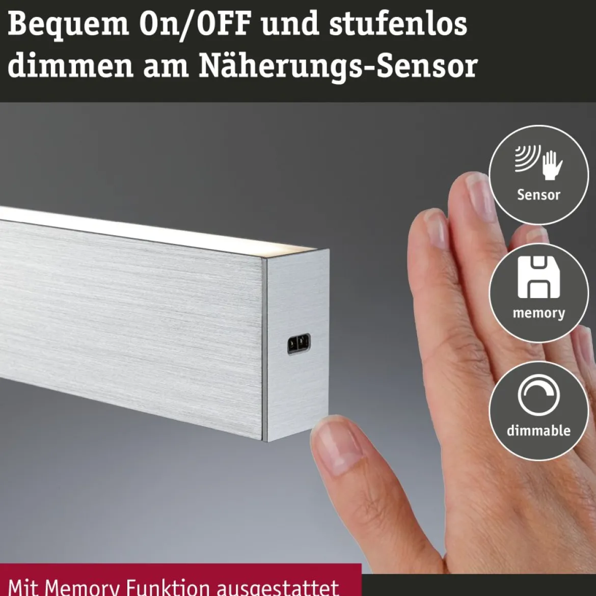 Paulmann 76988 LED Pendelleuchte Aptare Touchless Sensor 2700K Alu gebürstet dimmbar