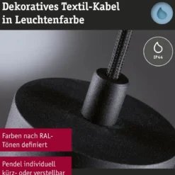 Paulmann 79997 LED Pendelleuchte Kame Schwarz 3-Step Dim IP44