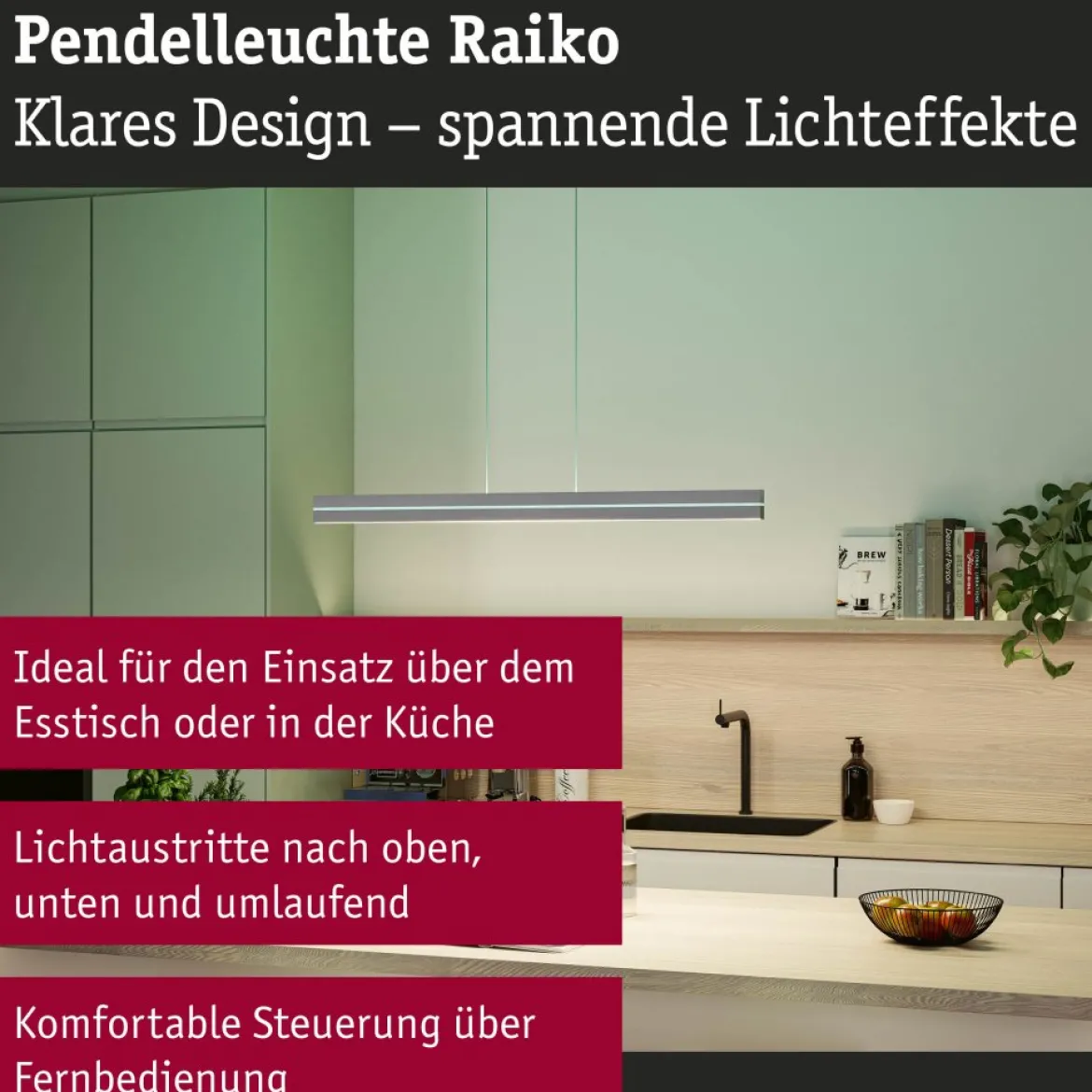 Paulmann 78475 LED Pendelleuchte Raiko RGBW Silber dimmbar