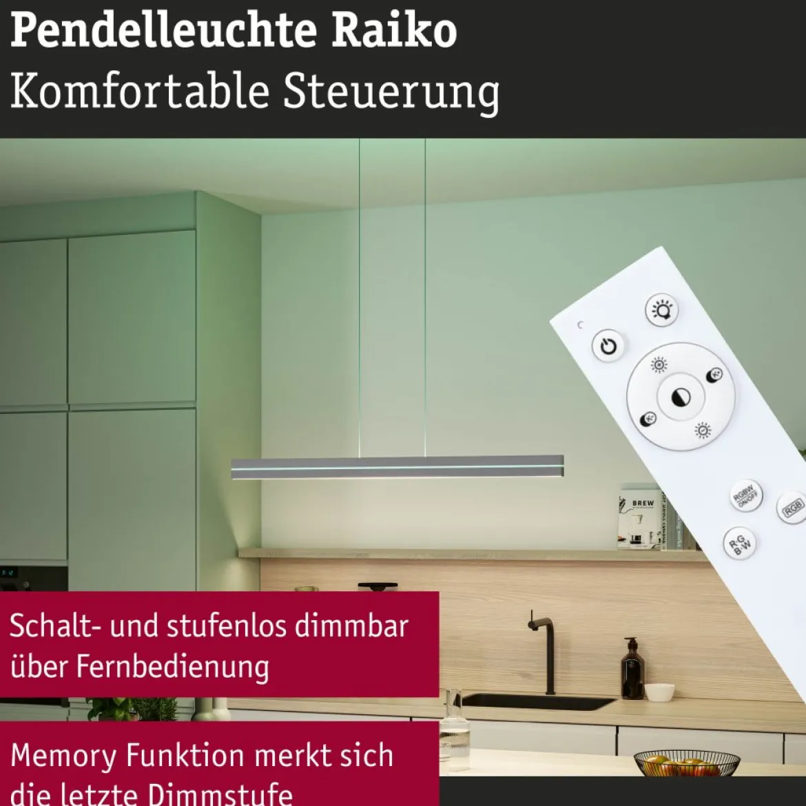 Paulmann 78475 LED Pendelleuchte Raiko RGBW Silber dimmbar