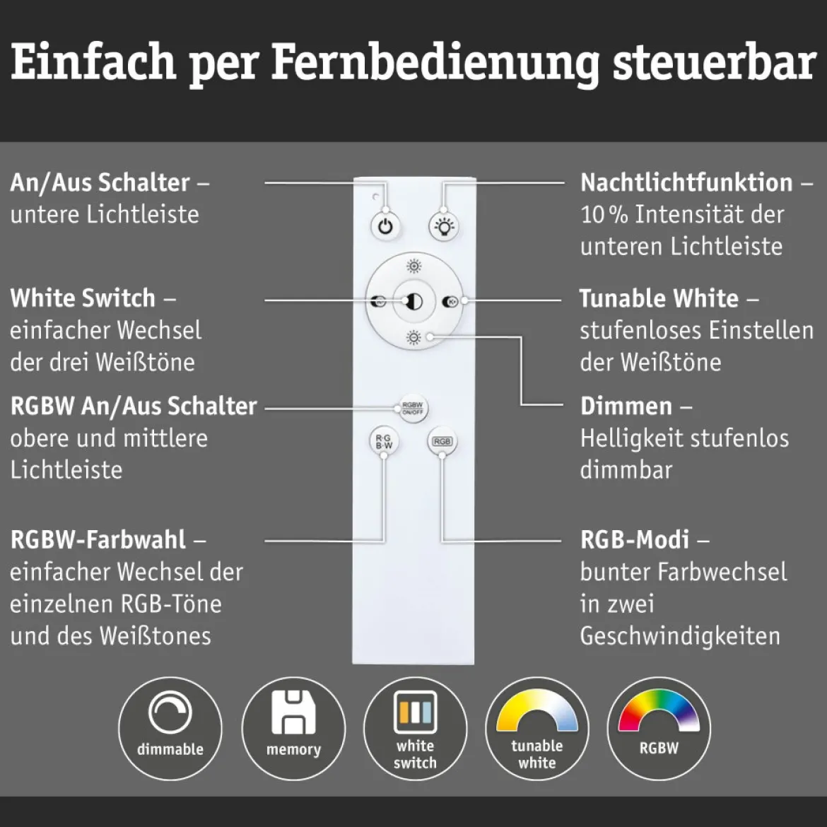 Paulmann 78475 LED Pendelleuchte Raiko RGBW Silber dimmbar