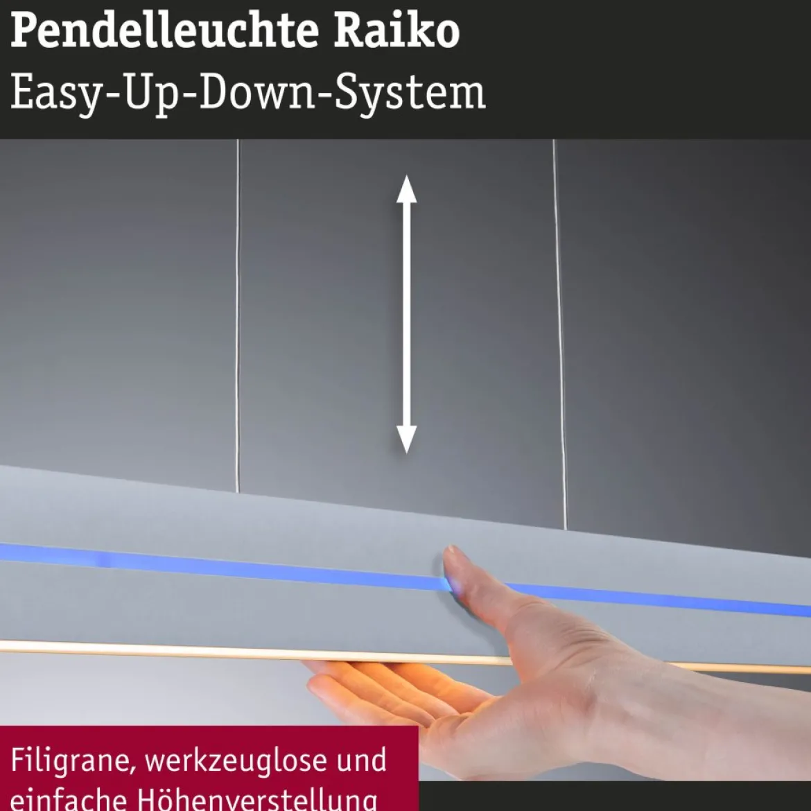 Paulmann 78475 LED Pendelleuchte Raiko RGBW Silber dimmbar