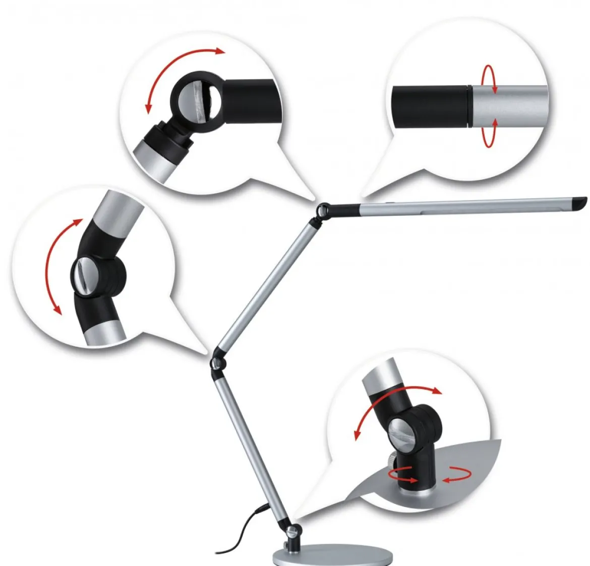 Paulmann 79562 LED Schreibtischleuchte FlexBar Silber 3-Step-Dim WhiteSwitch