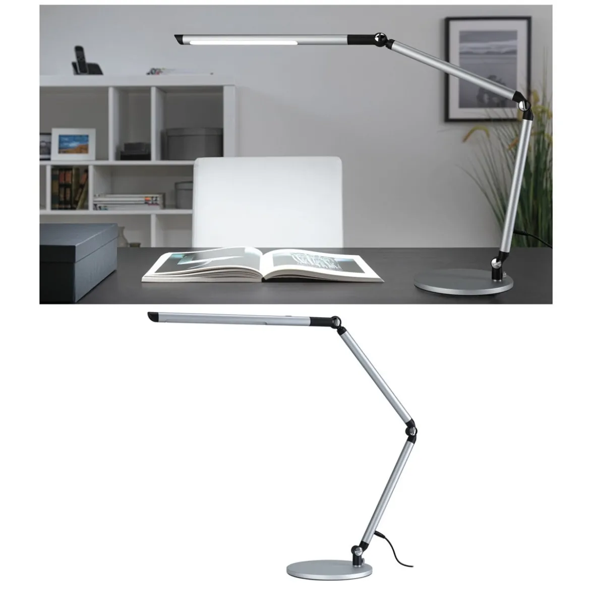 Paulmann 79562 LED Schreibtischleuchte FlexBar Silber 3-Step-Dim WhiteSwitch