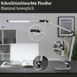 Paulmann 79562 LED Schreibtischleuchte FlexBar Silber 3-Step-Dim WhiteSwitch
