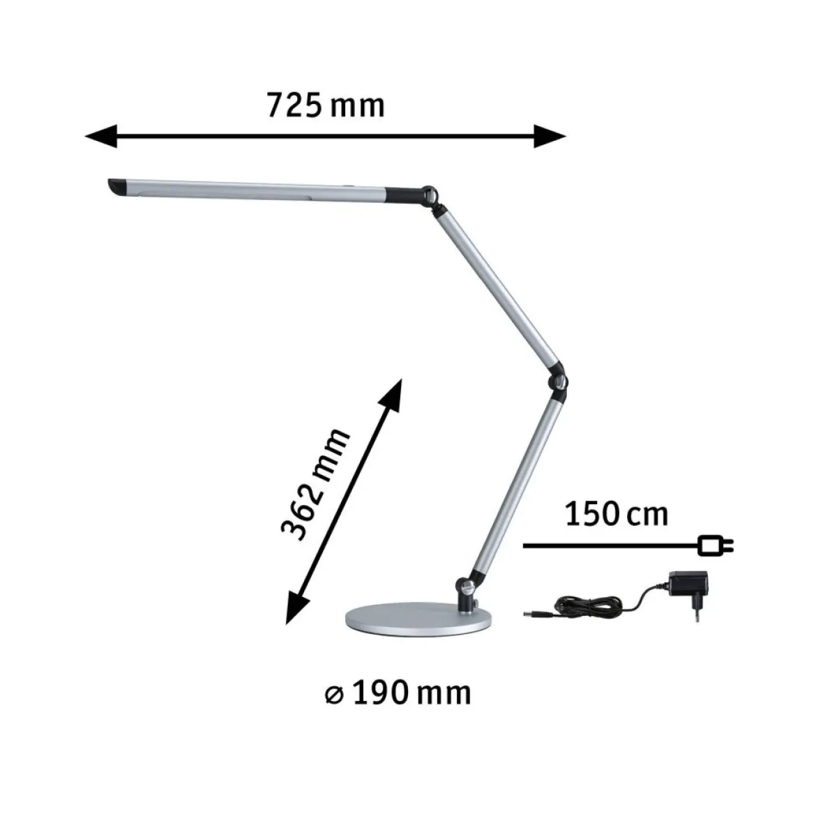 Paulmann 79562 LED Schreibtischleuchte FlexBar Silber 3-Step-Dim WhiteSwitch