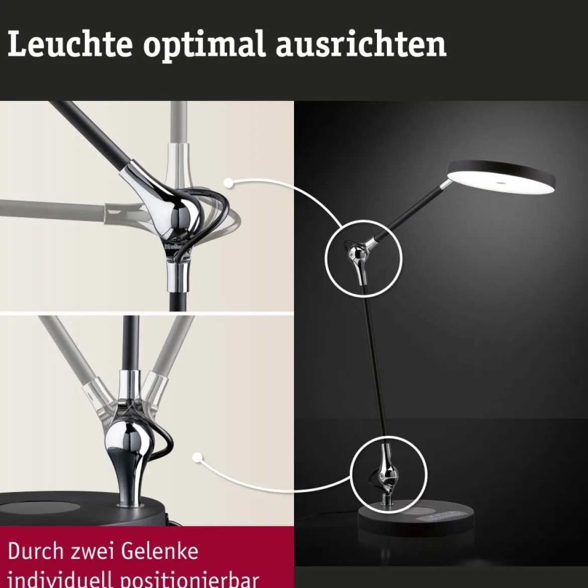 Paulmann 78010 LED Schreibtischleuchte Numis White Switch schwarz