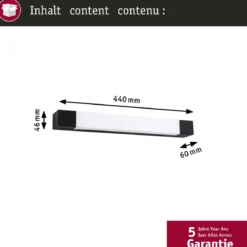 Paulmann 71216 LED Spiegelleuchte Quasar 40cm 3000K Schwarz IP44