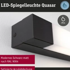 Paulmann 71215 LED Spiegelleuchte Quasar 70cm 3000K Schwarz IP44