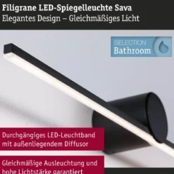 Paulmann 75411 LED Spiegelleuchte Sava 60cm 3000K Schwarz IP44