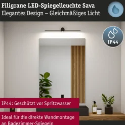 Paulmann 75411 LED Spiegelleuchte Sava 60cm 3000K Schwarz IP44