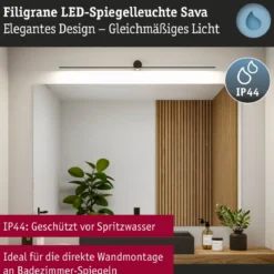 Paulmann 75413 LED Spiegelleuchte Sava 120cm 3000K Schwarz IP44