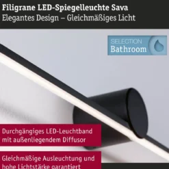 Paulmann 75413 LED Spiegelleuchte Sava 120cm 3000K Schwarz IP44