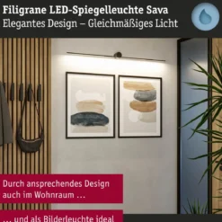 Paulmann 75413 LED Spiegelleuchte Sava 120cm 3000K Schwarz IP44