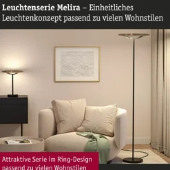 Paulmann 94926 LED Stehleuchte Melira 2700K 3-Step-Dim Schwarz Gold