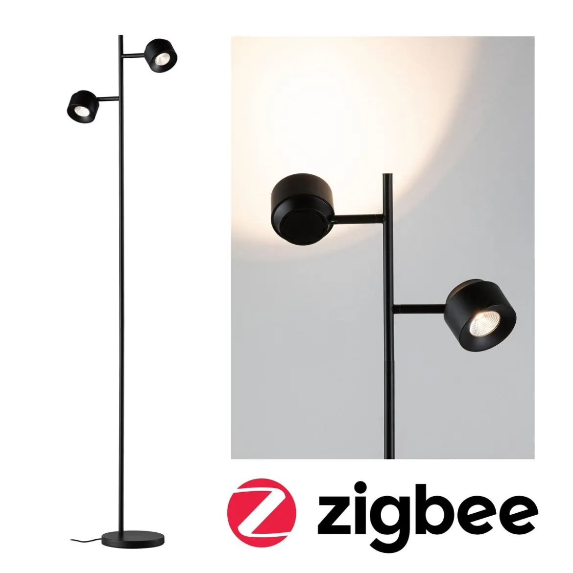Paulmann 79780 LED Stehleuchte Smart Home ZigBee Puric Pane Schwarz