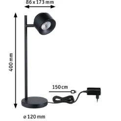 Paulmann 79777 LED Tischleuchte Puric Pane 40cm 2700K Schwarz dimmbar