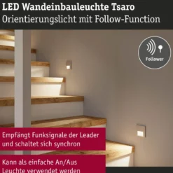 Paulmann 80000 LED Wandeinbauleuchte Tsaro eckig 80x36mm 2700K Chrom matt