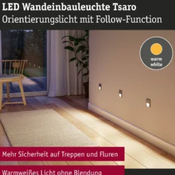 Paulmann 80001 LED Wandeinbauleuchte Tsaro eckig 80x36mm 2700K Schwarz