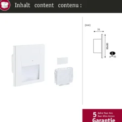 Paulmann 80002 LED Wandeinbauleuchte Tsaro Bewegungsmelder 80x36mm 2700K Weiß